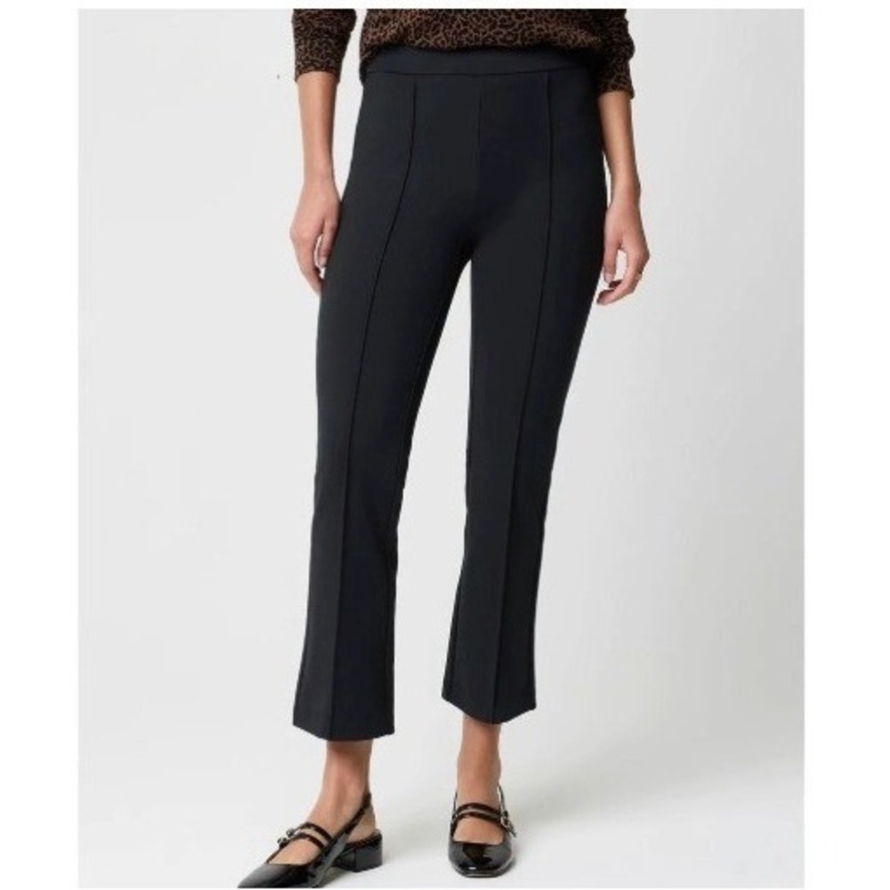 J. Crew Factory Women's Sz 6 Petite Ponte Cropped Pull-On Front Seam Pants Black